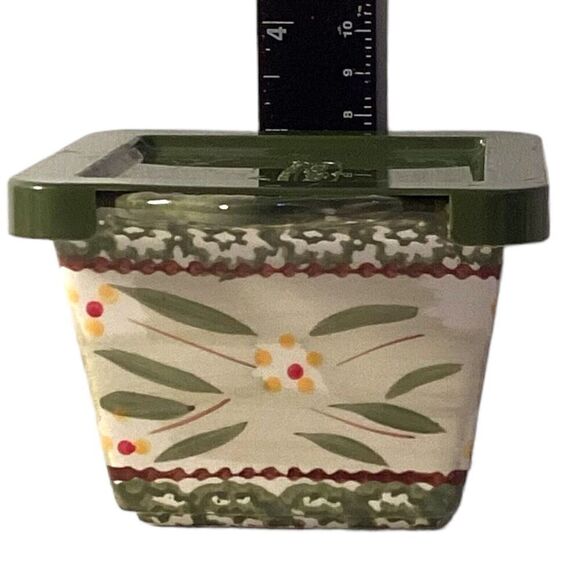 Temptations Old World Green 10 oz Ramekins Set of 2 with Lids 3 3/4" - Picture 4 of 9